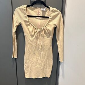 Princess Polly Cream Long Sleeve Dress